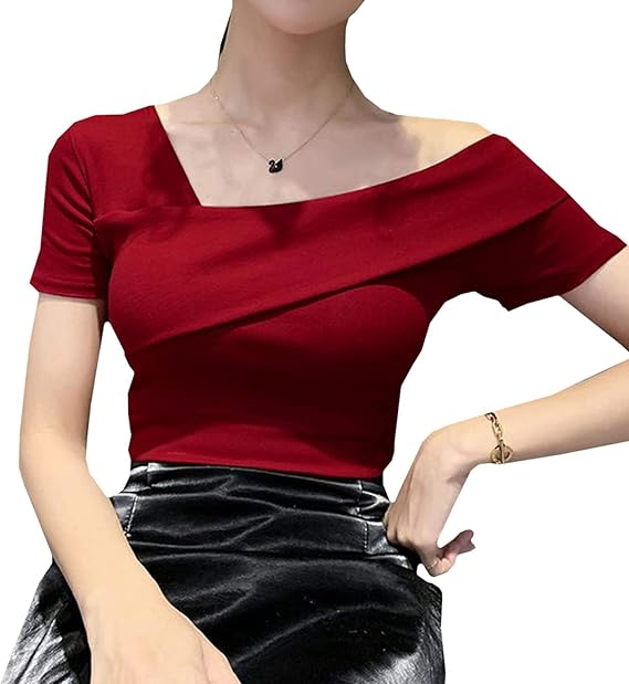 Amazon トーアソーア カットソー レディース 半袖 春 夏 きれいめ トップス Tシャツ ワンショルダー セクシー Tシャツ カットソー 通販
