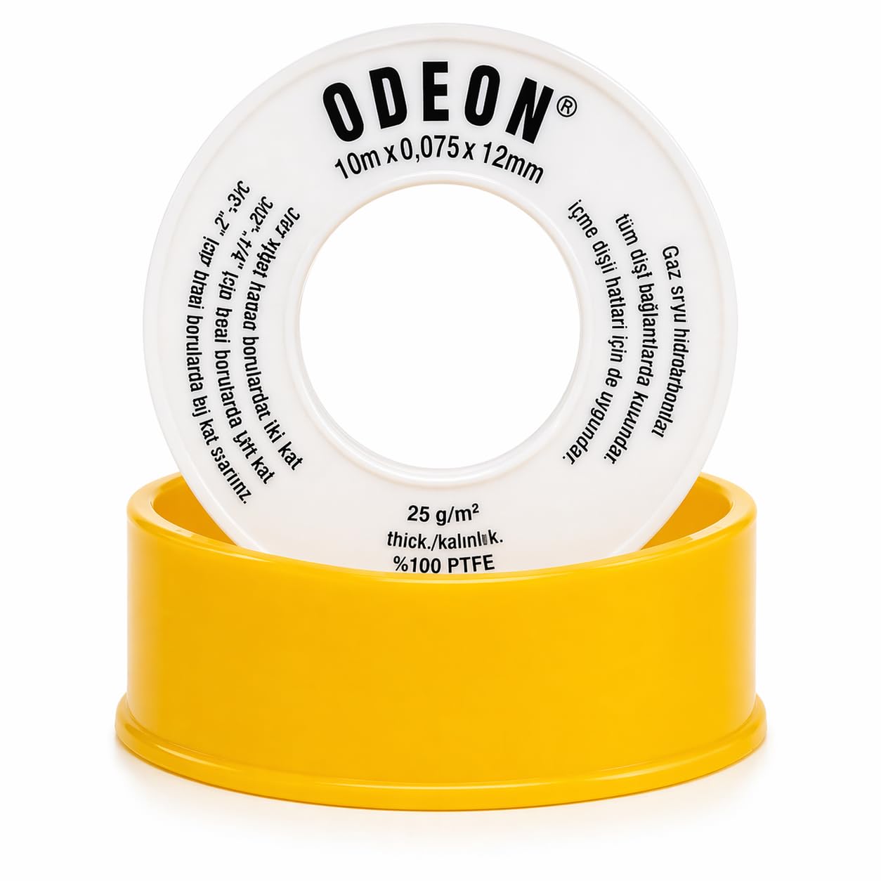 Teflon Bant 12mm x 10m – Su Tesisat Bandı, Sızdırmazlık Bandı, Musluk ve Boru Bağlantıları İçin PTFE Bant