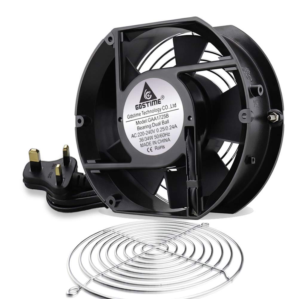 GDSTIMEAC 17251 172mm x 150mm x 51mm 220V 230V 240V Duall Ball Bearing Axial AC Cooling Fan for Computer Server Rack DIY Cooling Ventilation Exhaust Big Airflow