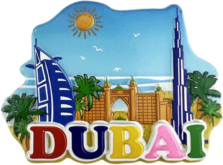 Dubai 3D Fridge Magnet Souvenir Gift,Resin Handmade Dubai Refrigerator Magnet Home & Kitchen Decoration Collection