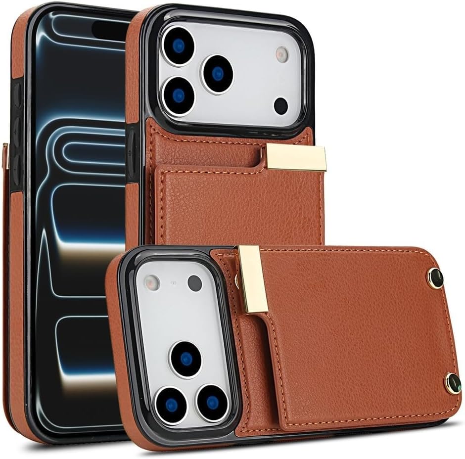 Organ Card Holder Wallet Case for iPhone 17/17 Air/17 Pro/17 Pro Max, Stylish Leather Shockproof Cover, Strong Magnet & Anti-Scratch Design(White,17)