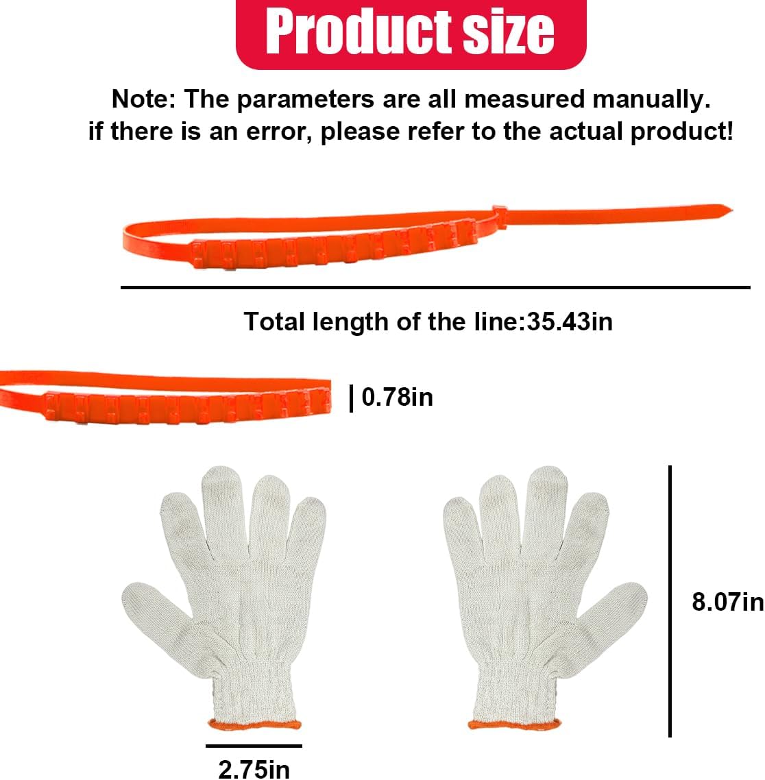 12PCS Car Snow Tire Chains, Reusable Portable Plastic Adjustable Snow Chains, Anti-Skid Zip Ties for Mud Mountain Road, Car Emergency Traction Cables for Safety Winter Driving (Orange)