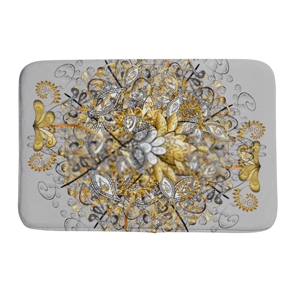 Tapis de bain absorbant et antidérapant papillon doré pour sécuriser votre salle de bain