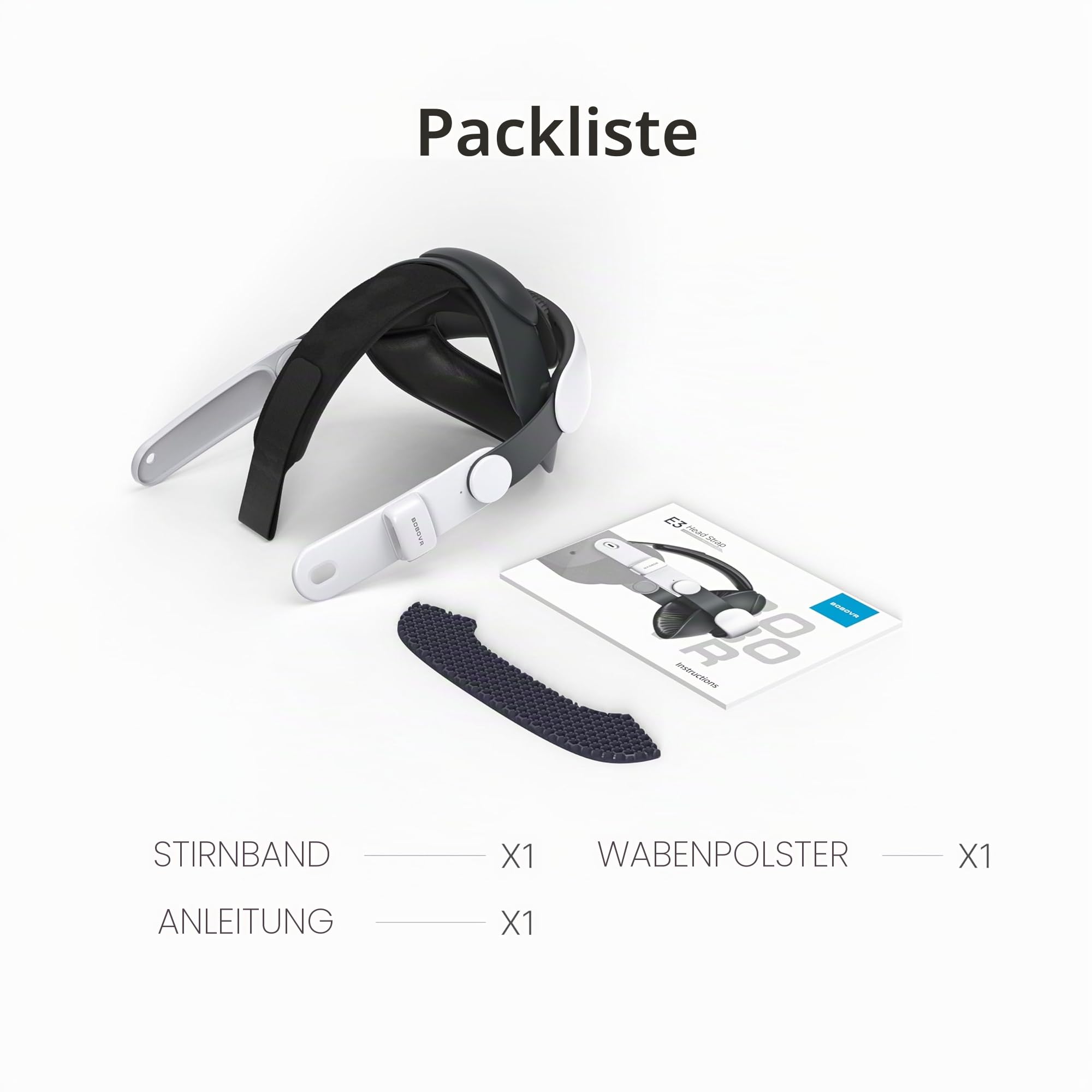 BOBOVR E3 Strap Zubehör, Kompatibel mit Meta Quest3/3S,Hinteres Balancesystem, einstellbarer 70g Gewichtsblock
