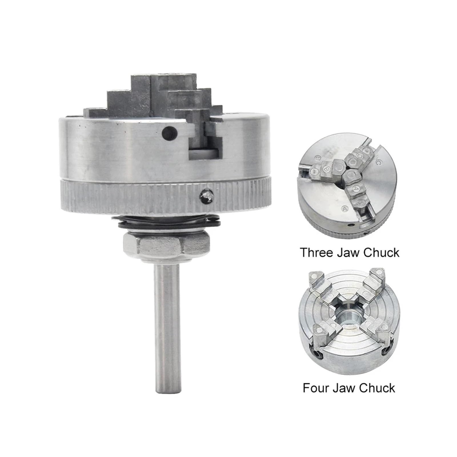 Vierbackenfutter aus Zinklegierung mit Gestänge und selbstzentrierendem Holzbearbeitungsfutter mit optionaler Vorrichtungsbefestigung für kleine Metallwerkzeugmaschinen (3-Backen-Futter)