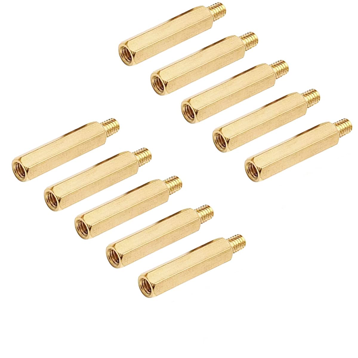 Male to Female Thread Spacer Screws Brass Hex Standoff M3 x 30mm + 6mm PCB Pillar for Drone Quadcopter, Computer and Circuit Board, Pack of 10, Gold-image-16