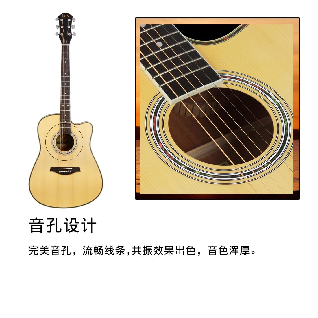 41-Zoll-Folk-Gitarre, Massivholz-Gitarre, Naturholz-Farbe Gitarre, Fichten-Panel-Gitarre, Hölzerne Gitarre, Einsteiger-professionelle Holzgitarre, Zupfinstrument, Gitarre
