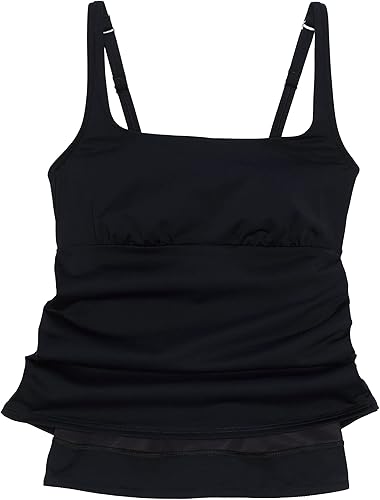 Miniatura 4 de Lands' End Traje de baño tankini con cuello cuadrado y tirantes ajustables para mujer