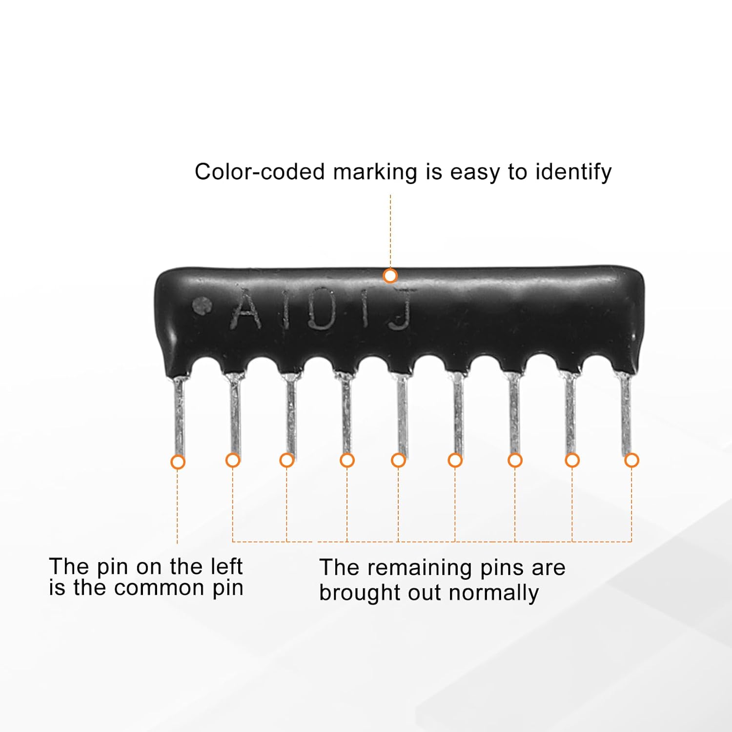 MECCANIXITY 20Pack 100 Ohm Resistor Network Array, 1/8W SIP-9 2.54mm Pitch Thick Film Network Resistor Assortment Kit, 5% Tolerance Bussed Type 9P, Black