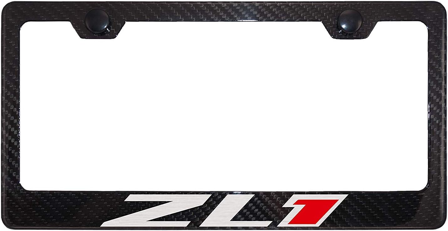 Qptimum Chevy ZL1 Racing Carbon Fiber Stainless-Steel License Plate Frame Cover For Chevy Camaro (1)