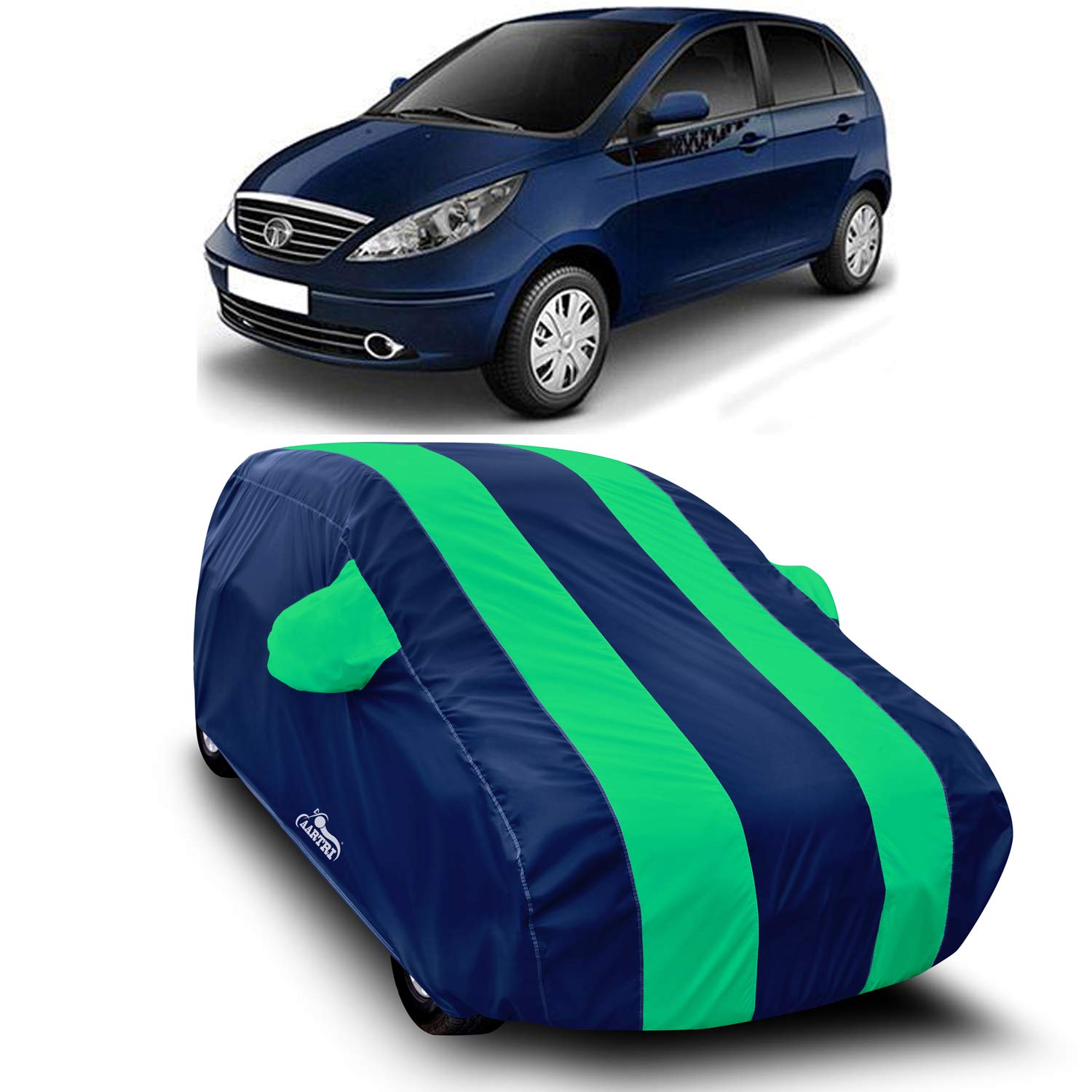 AARTRI Presents Prime Quality Water Resistant Car Body Cover Compatible with Tata Vista (Green with Mirror)
