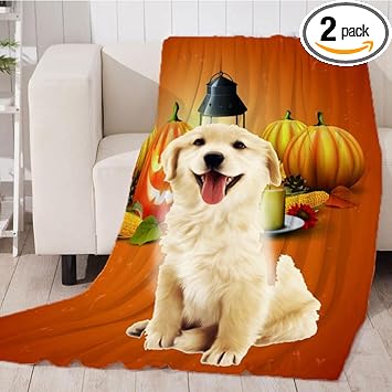 GIANTE Pet 3D Digital Dog Cat Blanket, Snuggle Cozy Flannel Puppy Cushion Sleep Mat Pumpkin 2