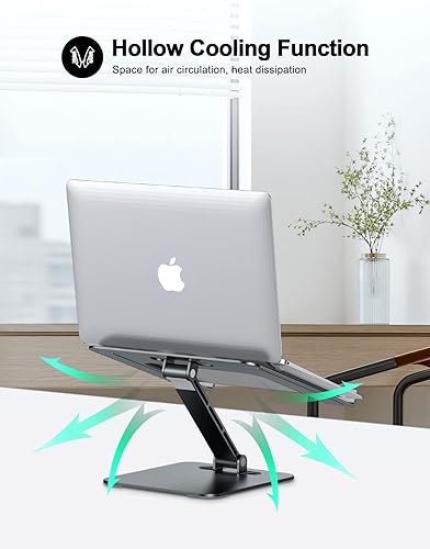 Miniatura 3 de RIWUCT Soporte plegable para laptop, soporte ergonómico ajustable en altura para escritorio, soporte elevador portátil de aluminio ventilado