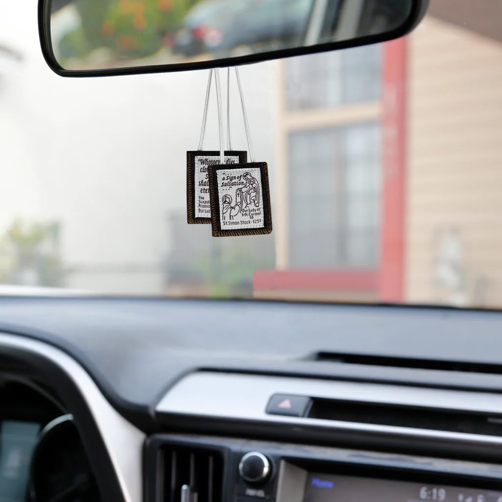 Scapulars Catholic, 3 Pack Bulk Brown Scapular of Our Lady of Mount Carmel,Escapularios Catolicos Scapular Catholic Gift for Women Man,Mexican Catholic Decor Religious Statues - Image 7