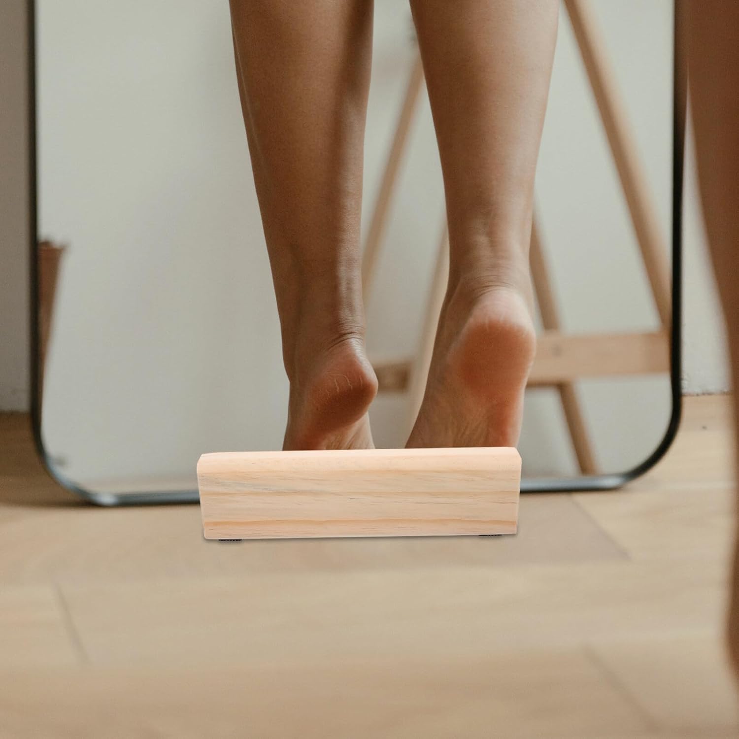 Modern Anti-Slip Floor Mirror Support Bracket Wood Display Stand for Body Mirror