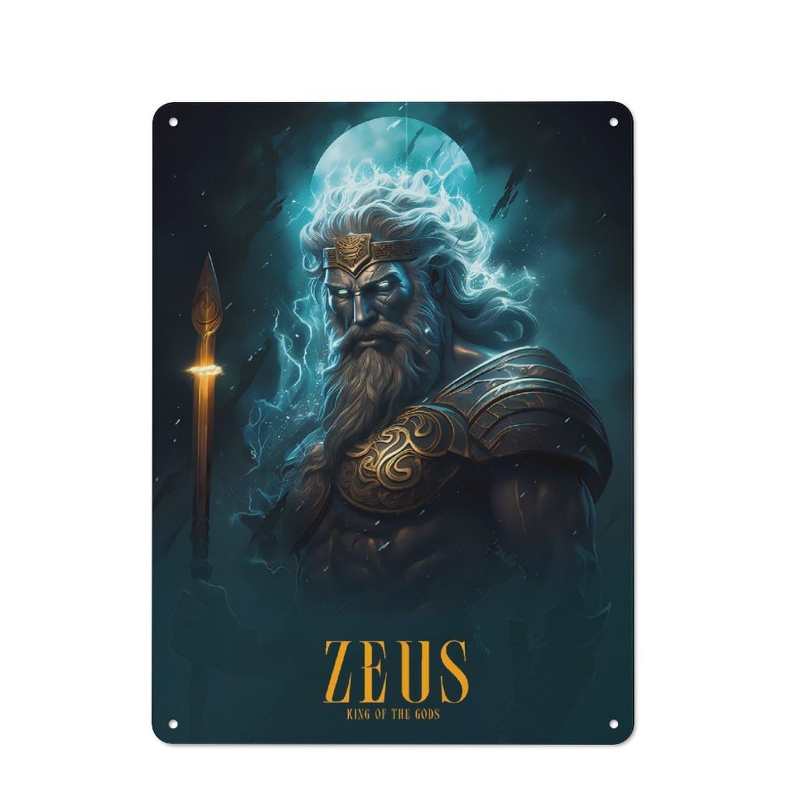 Junmoney Zeus Tin Wall Plaque 40X30cm With For Café Or Home Bar, New-Space Wall Decor For Hospitality Decor Collectors