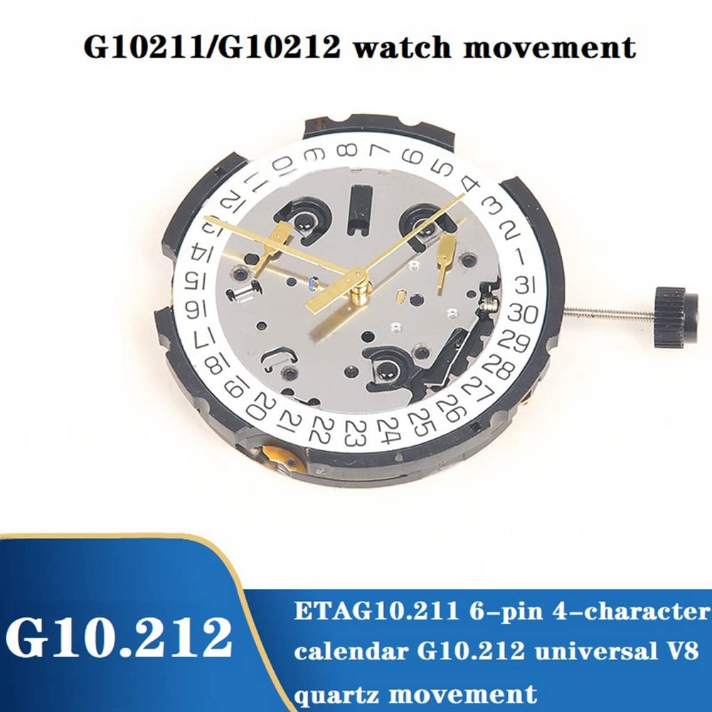 Movimiento G10.212, G10.211 Fecha única, 4 en Punto, 6 Agujas, Pieza de Repuesto para Movimiento de Reloj de Cuarzo Universal G10.212