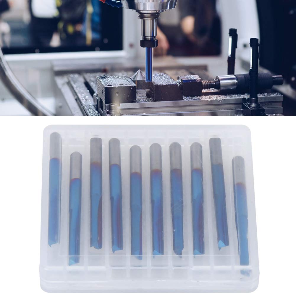 TOPINCN Herramienta de Corte con de 3,175mm con Revestimiento Azul para Fresa Recta de Madera Contrachapada, 10 Uds.