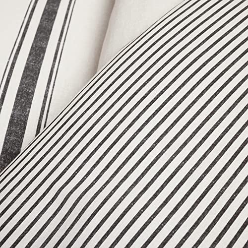 Image of Lush Decor Farmhouse Stripe Reversible Cotton Duvet Cover Set 3 Piece Set, Full / Queen Black - Bedding Set - Striped Duvet Cover Queen Size - Farmhouse Decor