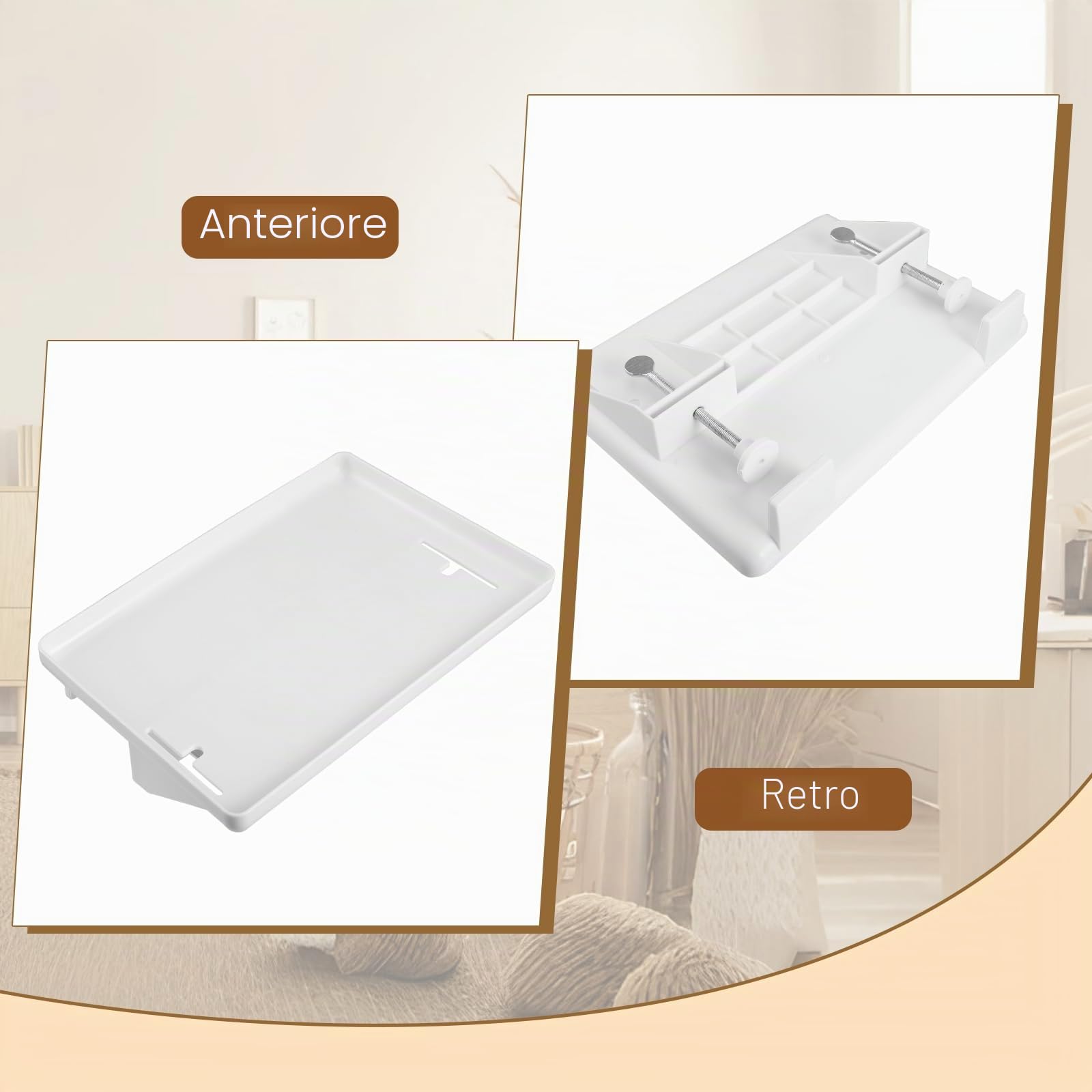 Mensola Comodino per Letto, Mensola con Gestione Cavi, Capacità di Carico 35lb, Vassoio Clip-on per Camere Condivise, Letti a Castello e Letti a Molle, Mensola Sospesa, 32 x 23,3 cm