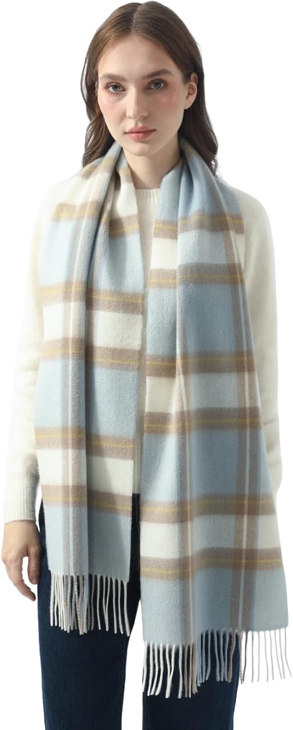 SUNDSGT Winter Plaid Wool Scarf for Women and Men Soft Warm Winter Scarf for Women Cold Weather - Image 2