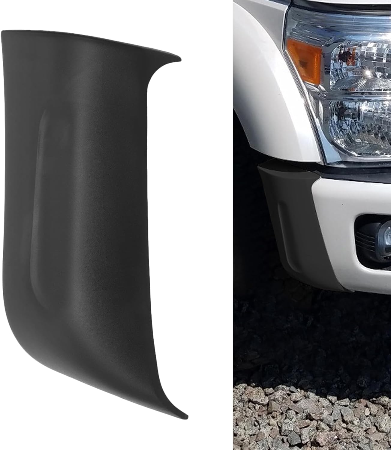 Front Bumper Corner Molding Trim Fender Flare for 2011-2016 Ford F-250 F-350 F-450 F-550 Super Duty, Black PP Replacement Cover, Direct Fit OEM BC3Z16038AA, BC3Z-16038-AA (Right Passenger Side)