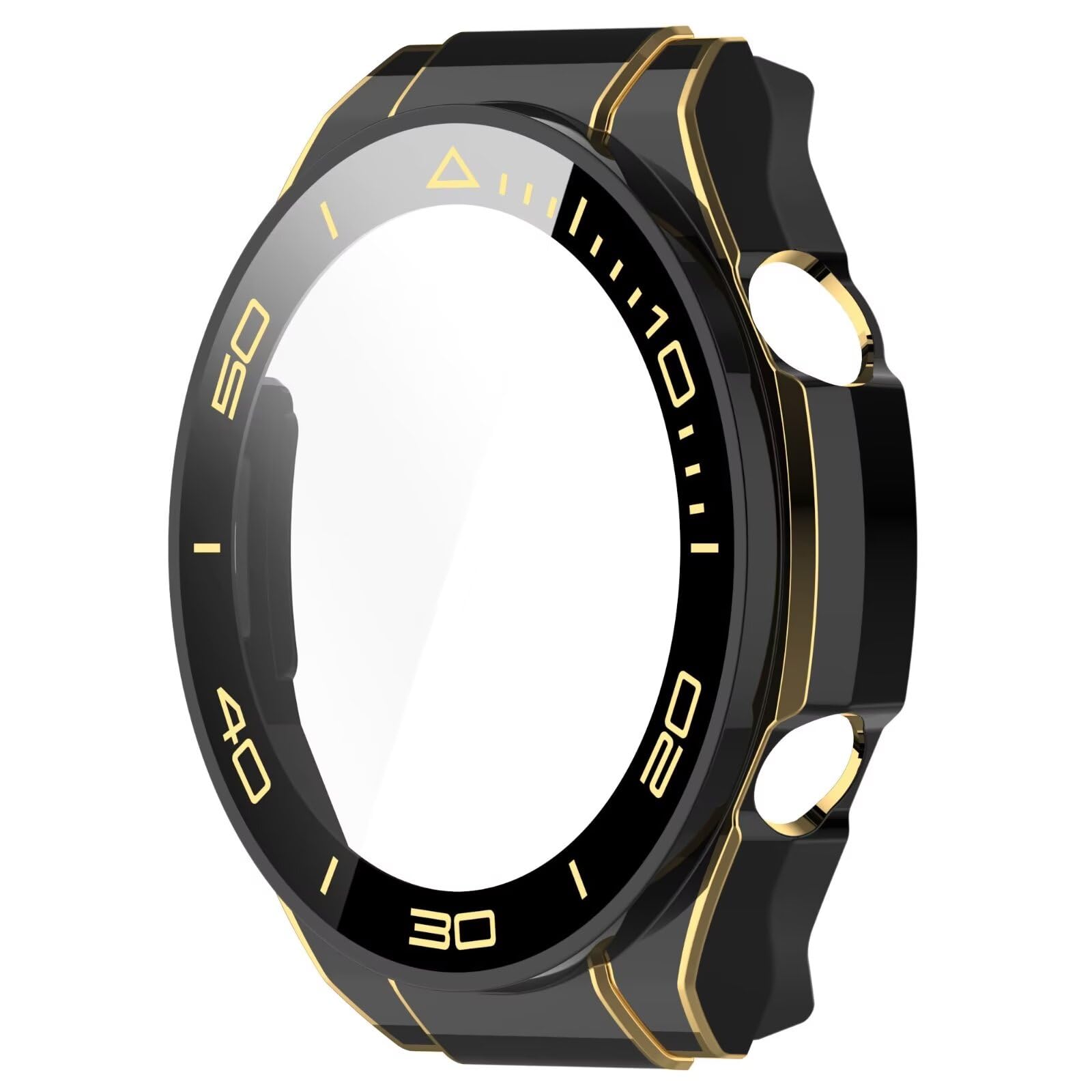 YKNIUFLY Etui kompatybilne z Huawei Watch Ultimate, folia hartowana na ekran, zintegrowana, zapobiegająca upadkowi, etui ochronne na zegarek, kompatybilne z Huawei Watch Ultimate. (czarno-złote)