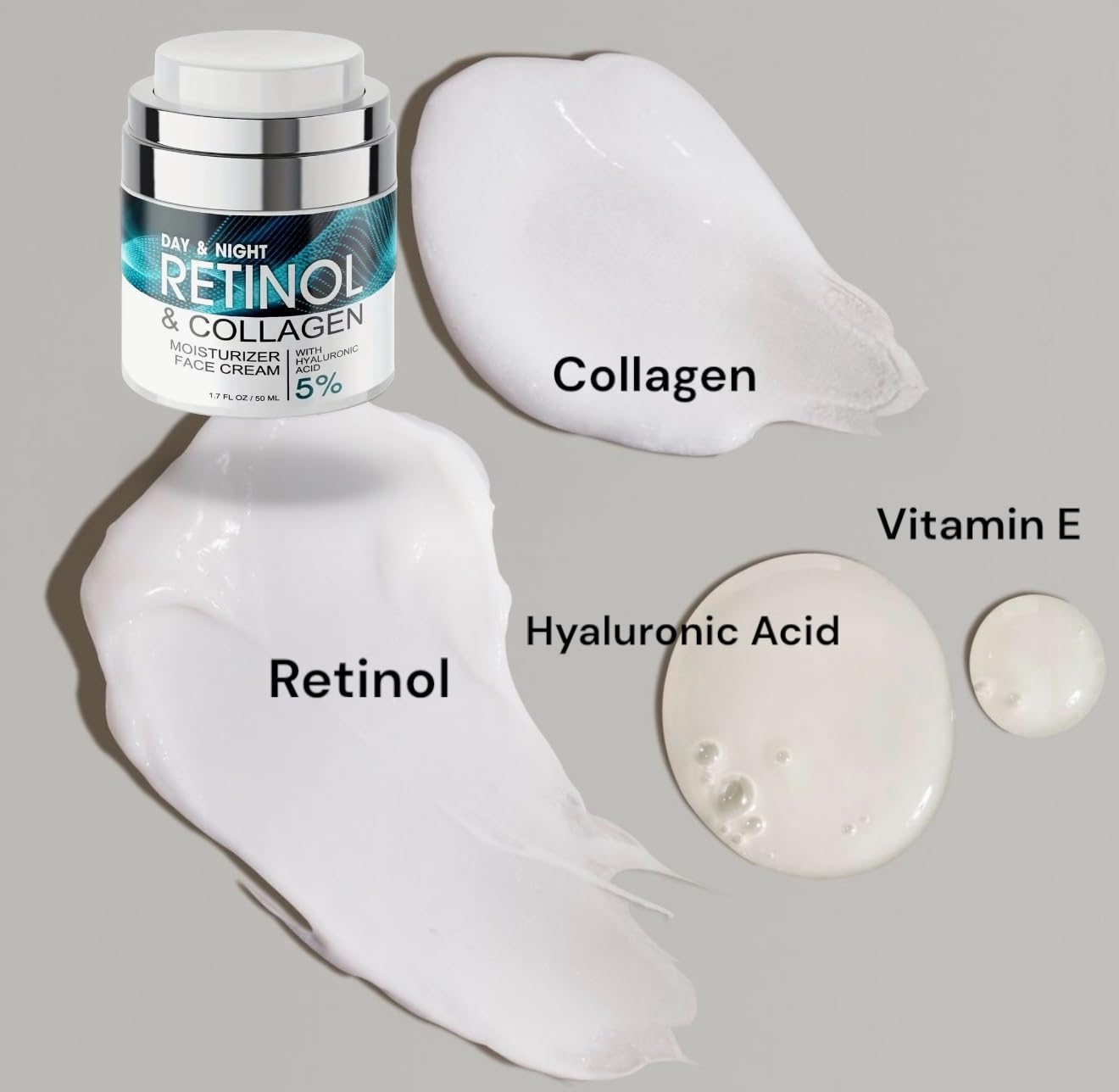 Collagen, Retinol and Hyaluronic Acid Cream - Anti-aging Retinol Cream for Face, Neck 1.7oz 50ml - Image 7