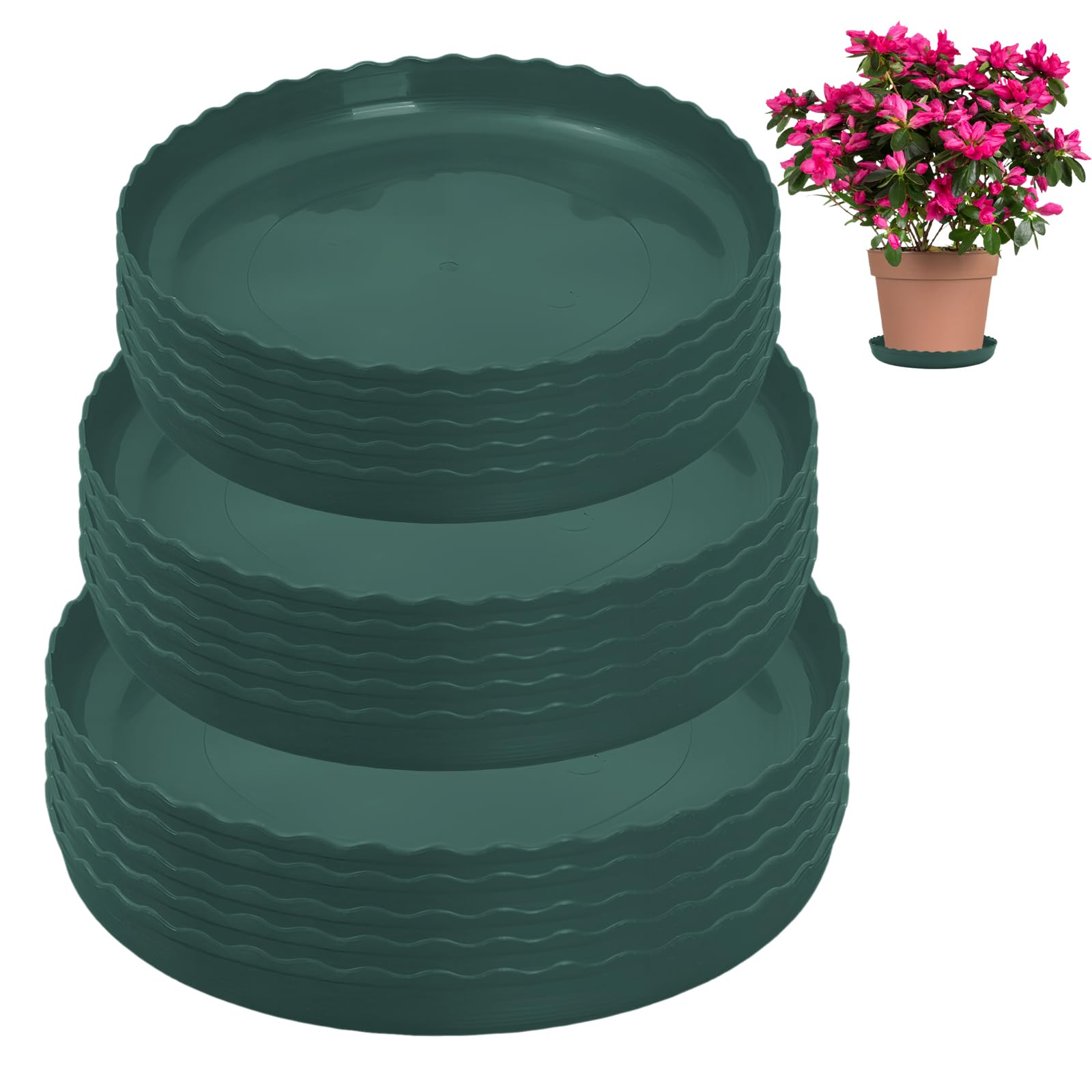 12 sottovasi rotondi per piante, 14,5/16,3/17,1 cm, vassoi per vasi in plastica rossa, vassoi per piante per vasi, piatti antigoccia per interni ed esterni, giardino, piante in vaso domestiche
