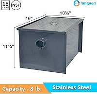 Vista 2 de Interceptor de trampa de grasa de acero al carbono de 8 libras para restaurante debajo del fregadero cocina