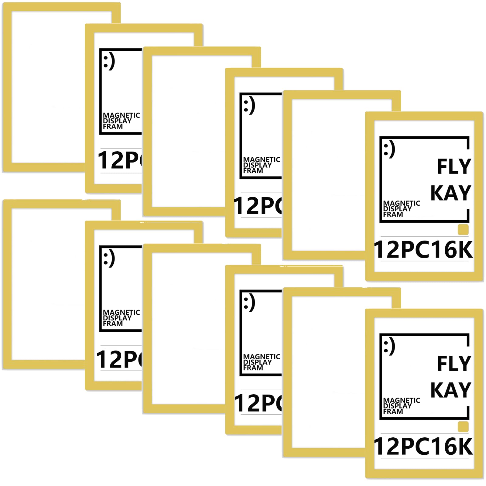 12PCS 16K Magnetic Photo Frames, Self Adhesive Magnetic Picture Diamond Painting Art Display Frame, Waterproof Clear Sign Holders for Notices, Certificate, Poster, Ads, Documents