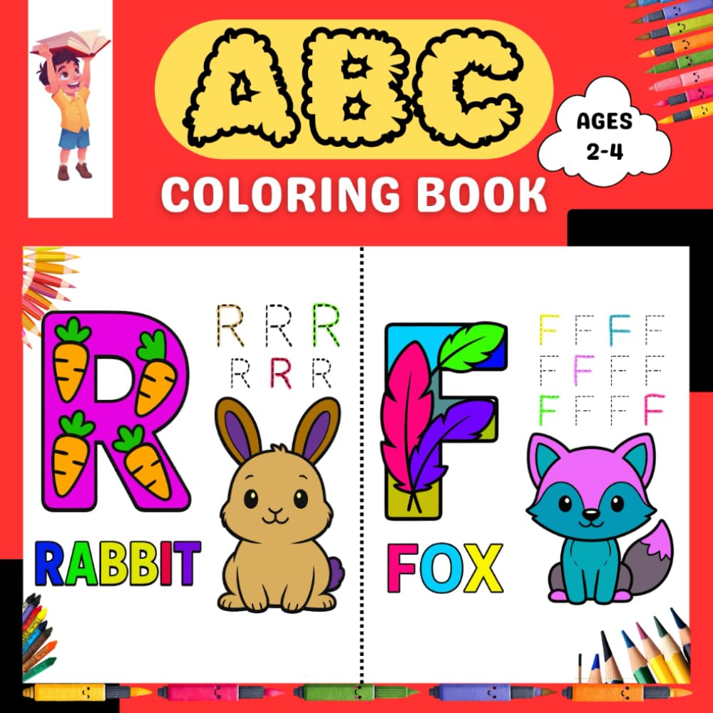 ABC Coloring Book For Kids: Animals-Letters-Numbers-Shapes