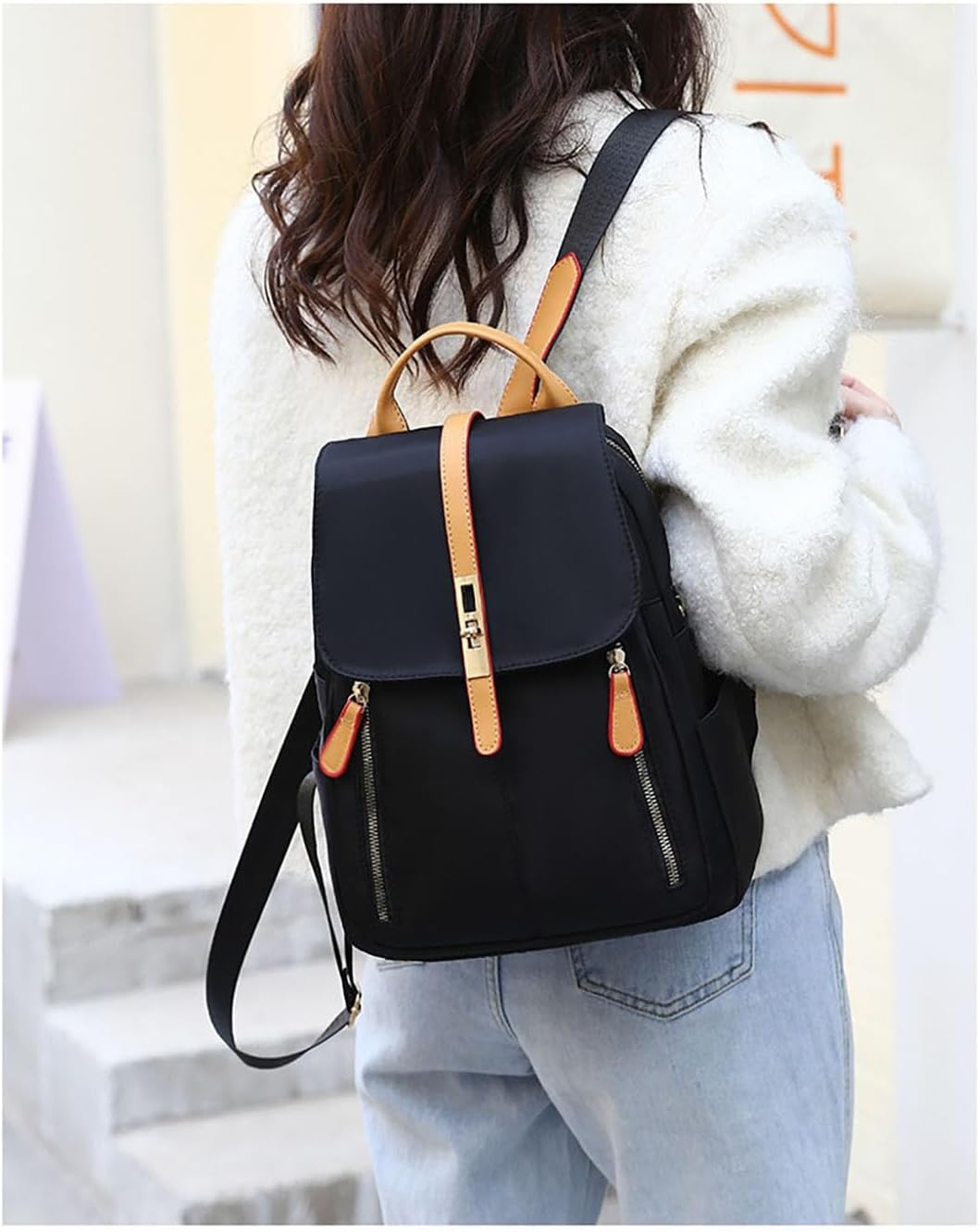 YUNZLAN Cute Korean Style Backpack Purse for Women Medium Size Girls Travel Satchel Handbag Small College Bookbag -Black - Image 3