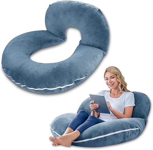 Miniatura 10 de INSEN Almohada de lectura, almohada de espalda para sentarse en la cama para leer, enfermera y relajarse, almohada de lectura para adultos, madres y