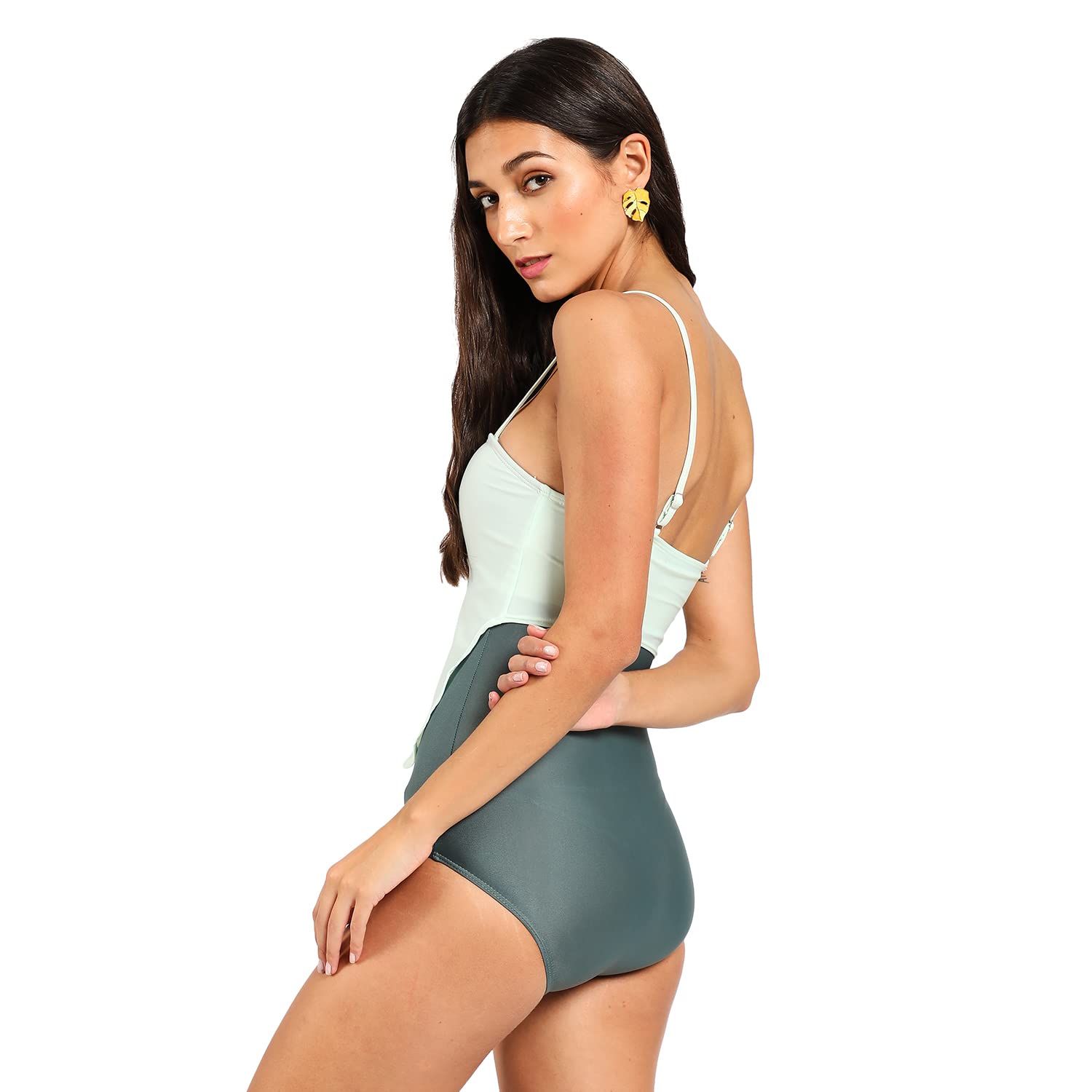 Haute Sauce Double Colour Strappy Swimsuit for Women | Green Color | Beachwear | Women's Clothing | Western | Swimwear | Swimming Costume for Ladies | Bikini | Beach Dress | Stylish 2