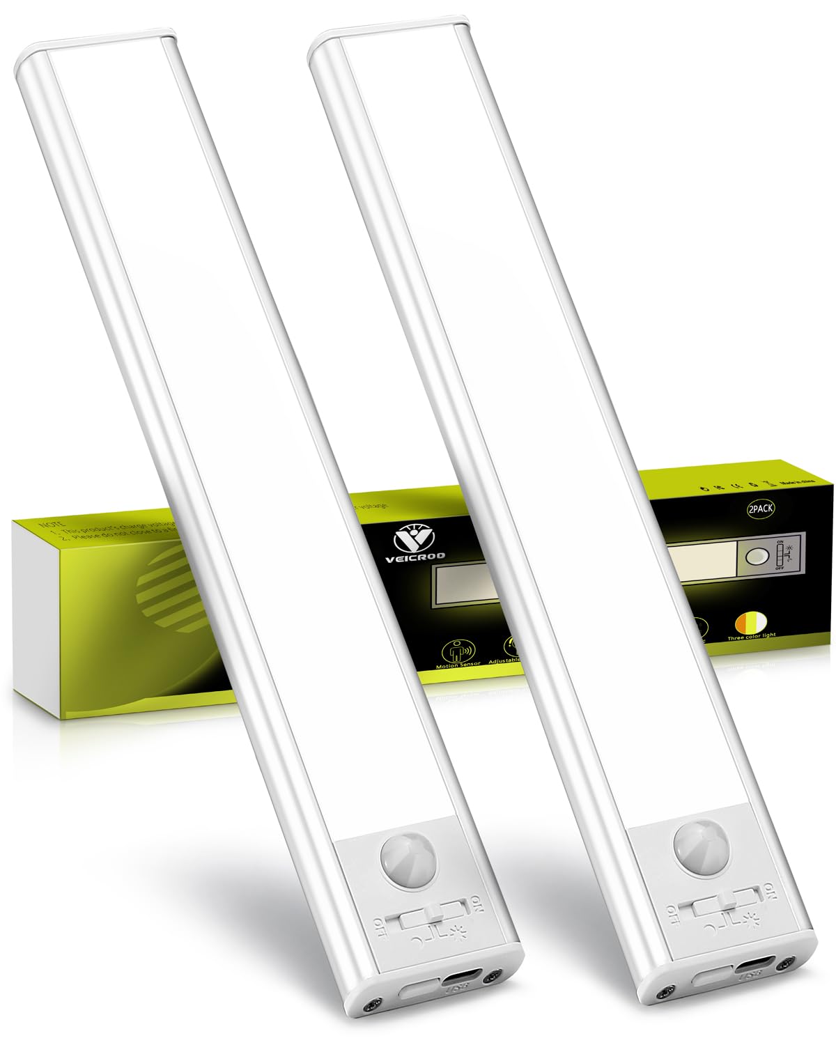 Under Cabinet Lights,Day/Dark Motion Sensor Lights Indoor,3 Color Temperatures,80 LED,Wireless Rechargeable Under Cabinet Lighting,Lights for Kitchen,Cupboard,Closet(9.4inch-1500mAh)