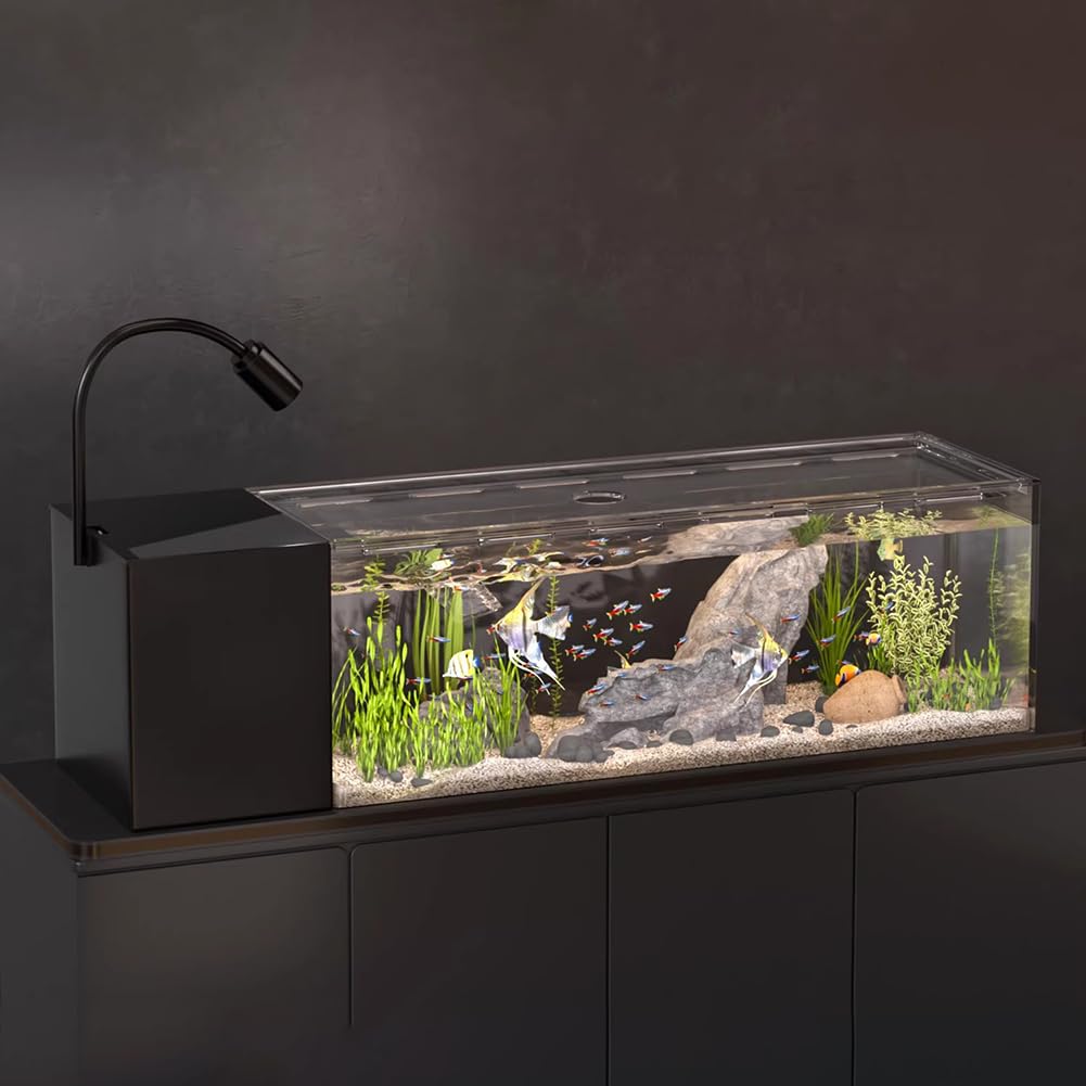 Acquario Ornamentale Ecologico Integrato con Flusso, Set per Principianti con Acquario in Acrilico, con Luce E Pompa Filtro, Piccolo Acquario per Pesci Betta