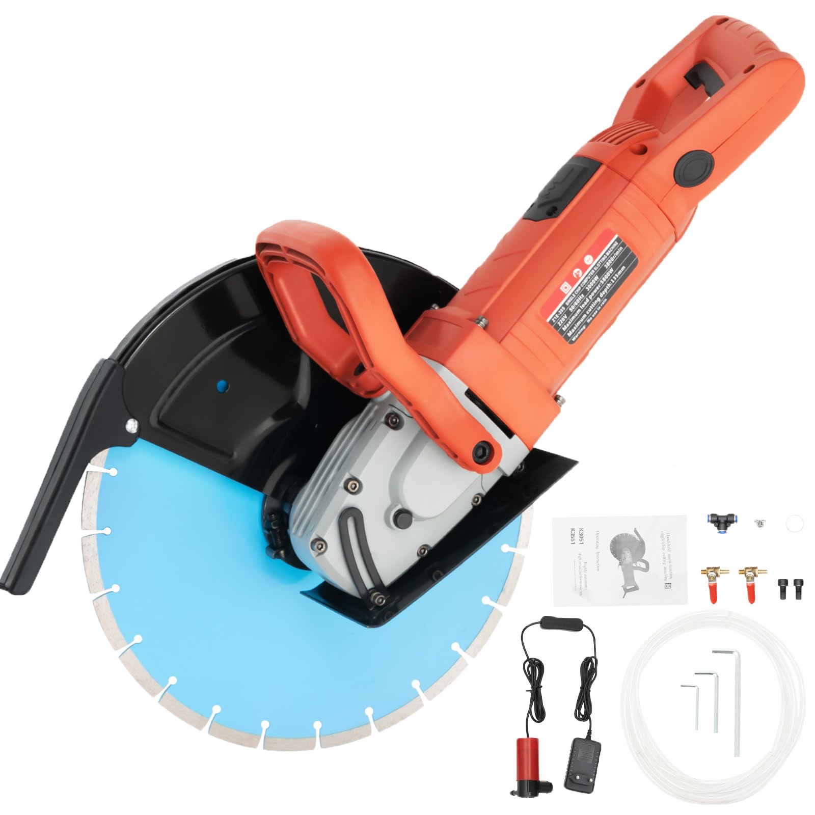 5800W Electric Circular Saw, 3800R/Min Concrete Disc Cutter Cut Off Saw Cutting Machine Diamond Dry Wall Chaser Slotter Stone and Brick Cutter, Adjustable Depth for Cutting Brick Granite Marble