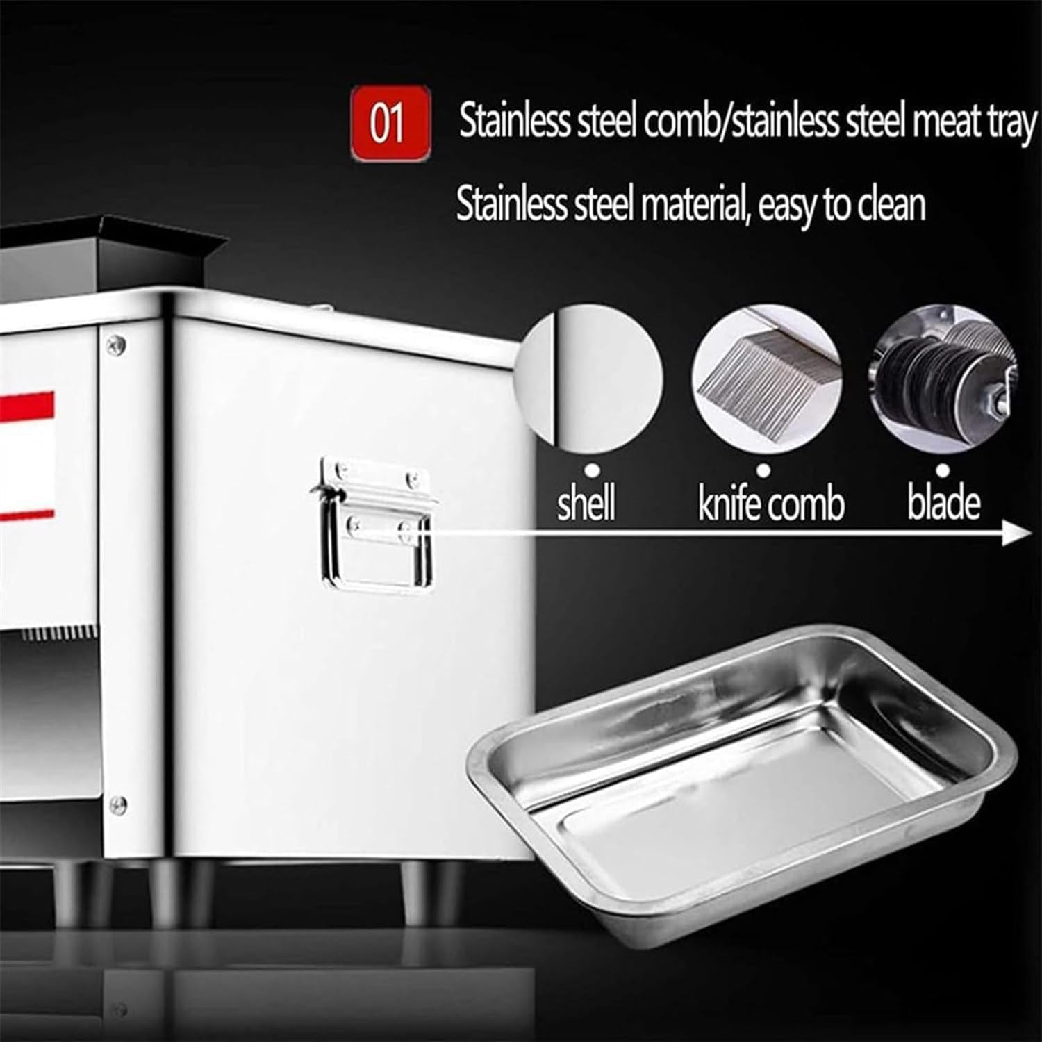 Cortadora y rebanadora de Carne eléctrica, máquina procesadora de Acero Inoxidable de 850 W para Cortar, rallar y Picar: Ideal para rebanadas, Tiras y Cubos.