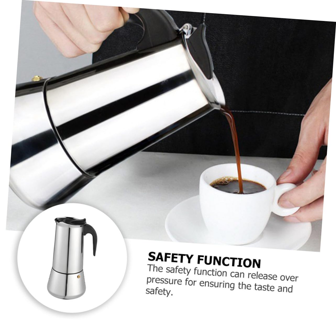 Cafetera Espresso de 300ml en Acero Inoxidable, Plata