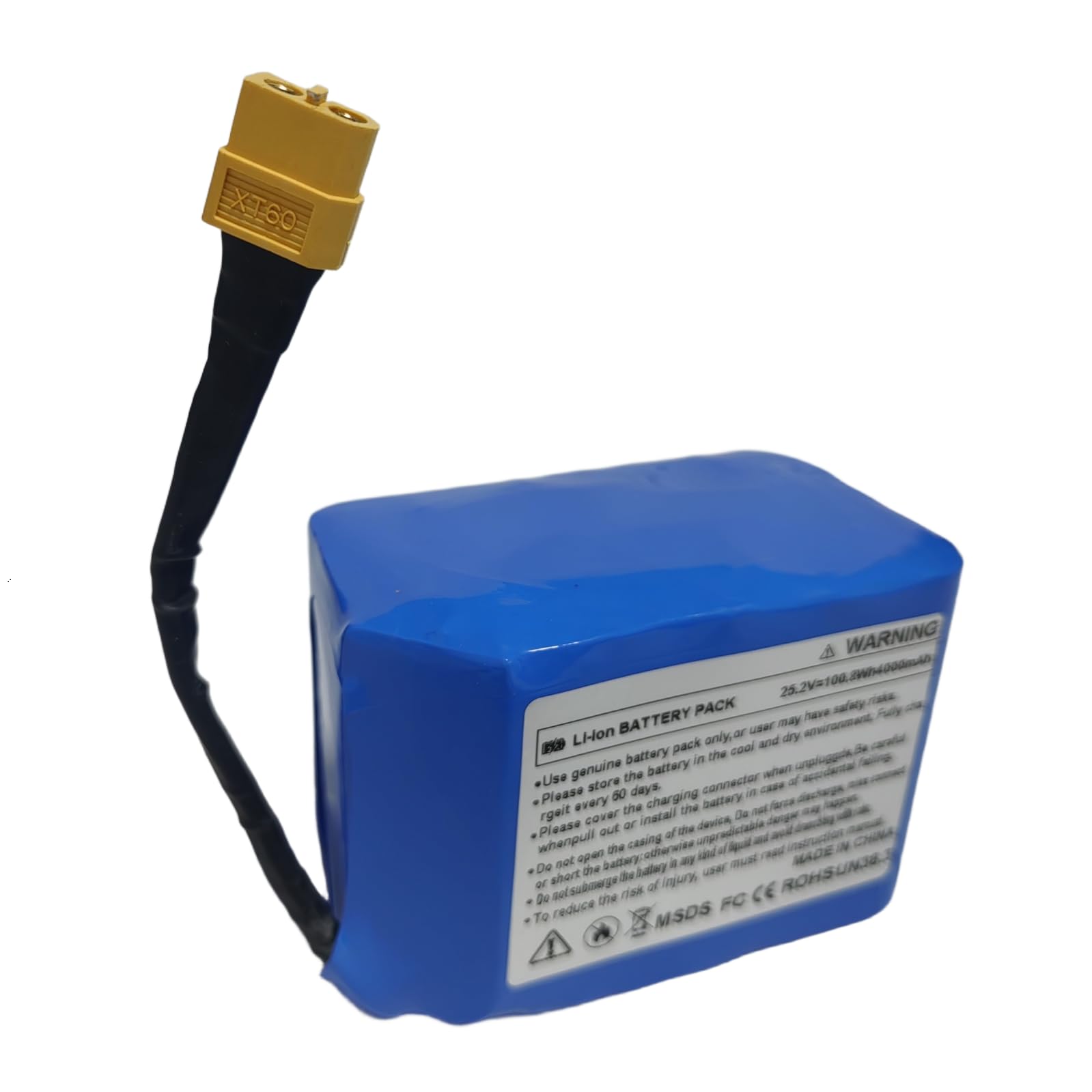 Replacement Battery Pack 25.2V 4000mAh Li-ion, Compatible with 42V Hoverboard Batteries (XT60/SL60 Plug)