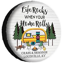 Custom Life Rocks When Your Home Rolls Spare Tire Cover Spare Tire Cover 16 Inch Wheel Protector Tyre Cover for Trailer RV SUV Truck Camper Travel Trailer