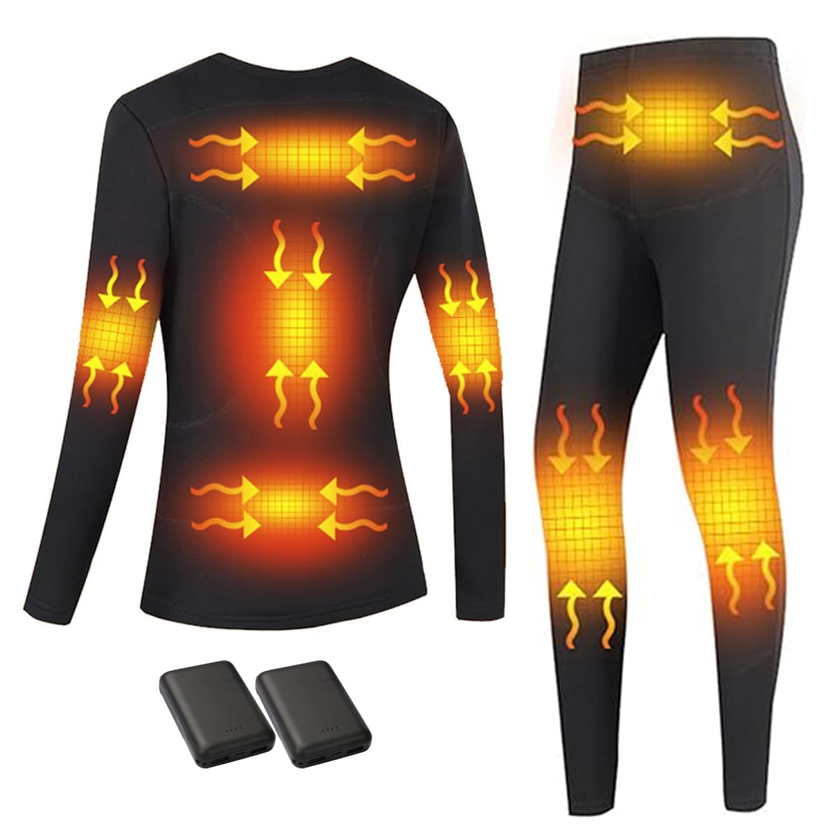 Ropa Interior térmica de 8 Zonas para Mujer con batería Externa de 10 000 mAh, Conjunto de pantalón y Parte Superior con calefacción eléctrica a través de USB
