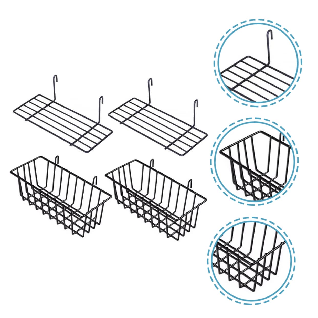 Cabilock Iron Storage Baskets Wall-Mounted Racks for Pegboard 2 Sets Removable Bins for Home Office