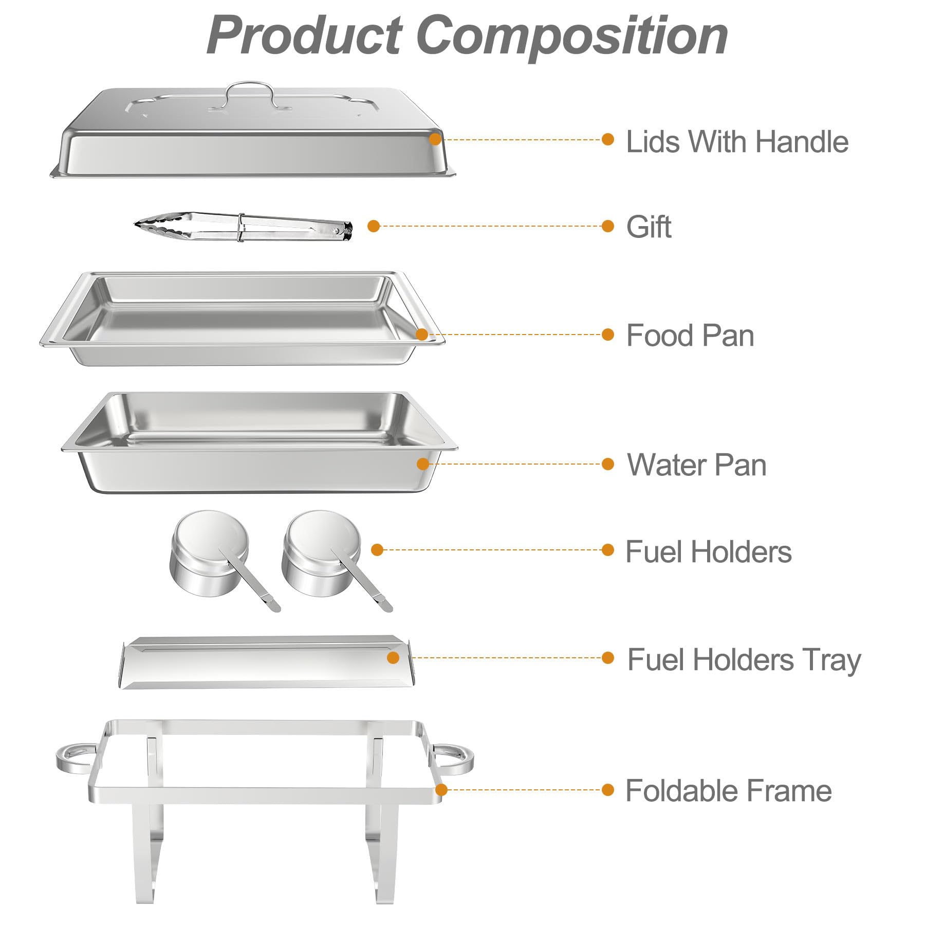 9L Chafing Dish Catering Buffet Set con Pinze e Cucchiai, Anti Scaldabagno Buffet Scaldabagno Scaldabagni per Utensili da Cucina, per Party, Feste, Matrimoni, Banchetti
