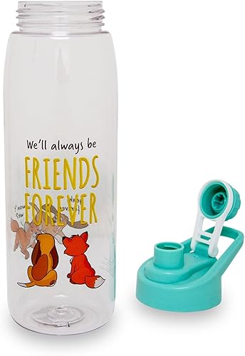 Miniatura 3 de Disney Fox and the Hound "Friends Forever" Botella de agua de 28 onzas con tapa, jarra deportiva de plástico sin BPA con tapa superior de rosca a