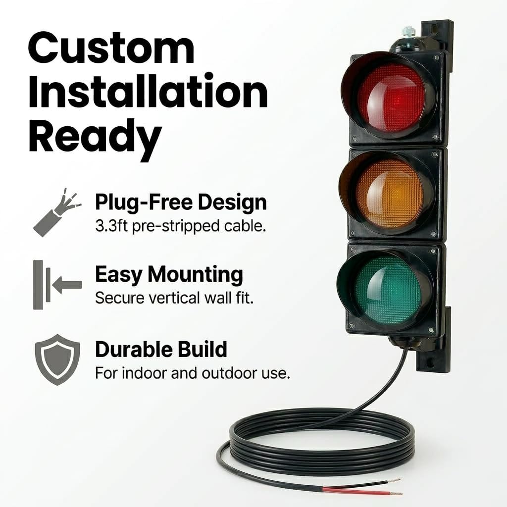 LED Traffic Stop Go Light Kit, 4-Inch Stop and Go Signal Light,Remote Control IP65 Waterproof Industrial LED Stop Go Signal Light for Loading Dock, Parking Lot, Warehouse & Garage Decor (3-Light)