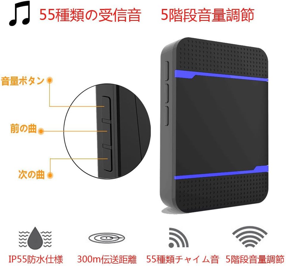 Amazon Co Jp Coolead ワイヤレスチャイム 呼び出しチャイム 防水 防塵 ドアベル インターホン 玄関チャイム 最大300mの無線範囲 配線不要 1送信機 3受信機 Diy 工具 ガーデン