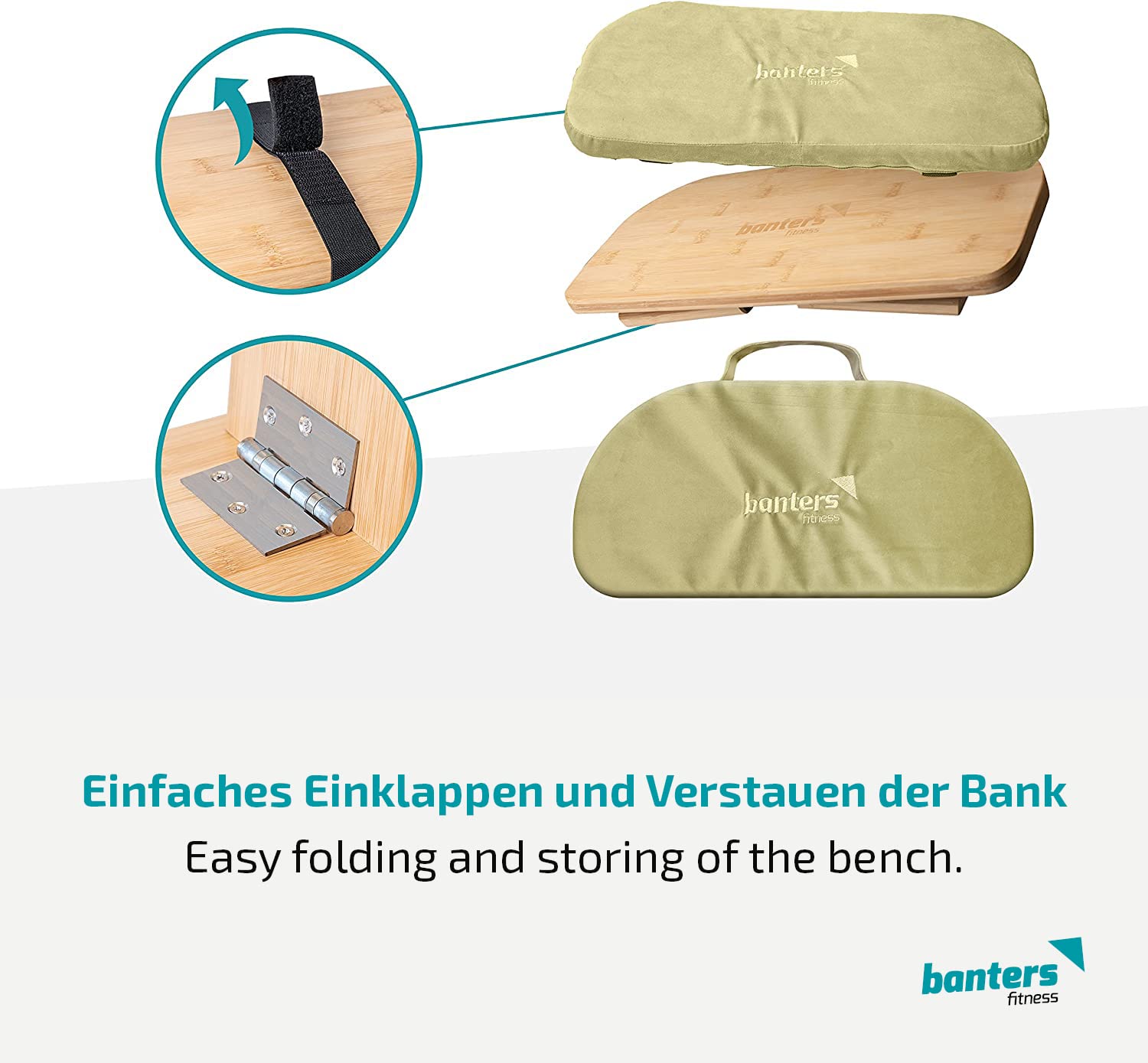 banters Meditationsbank aus Bambus, klappbarer Meditationshocker mit Kissen