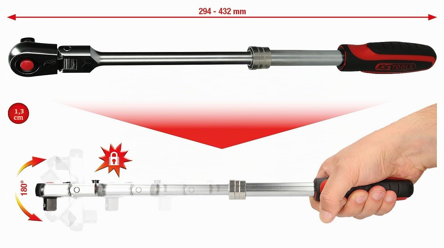 KS Tools 914.1220 1/2" SlimPOWER Carraca telescópica